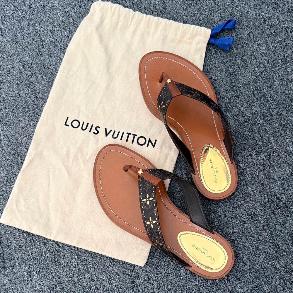Louis Vuitton Brown Monogram Flip Flop Sandals Women’s EU 39